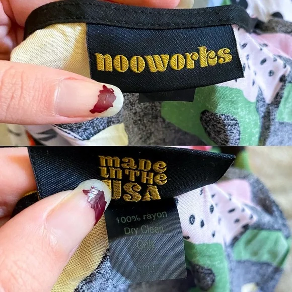 Nooworks Naomi Dress Party Print Rayon Midi Multicolor Small EUC - Picture 6 of 9